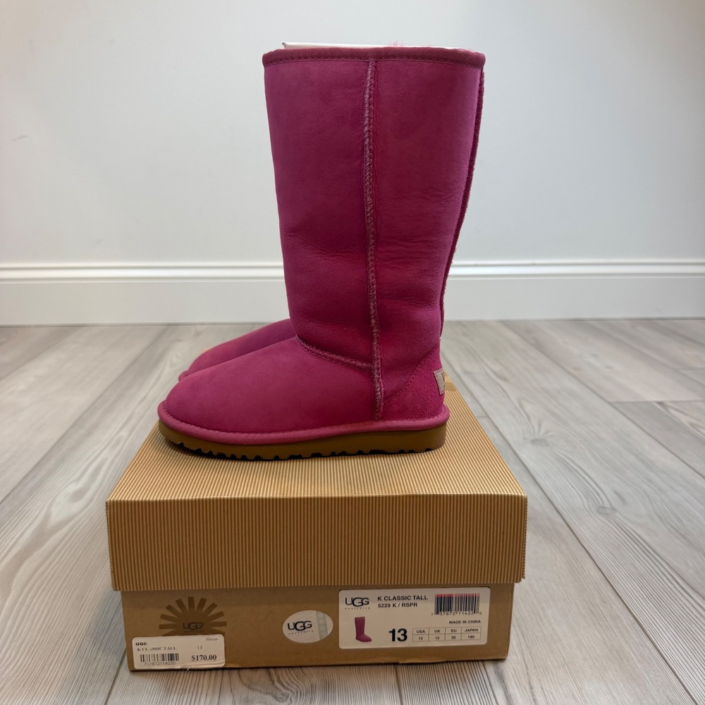UGG Australia Kids Classic Tall Raspberry Sorbet Pink Suede Boots 5229 K Size 13